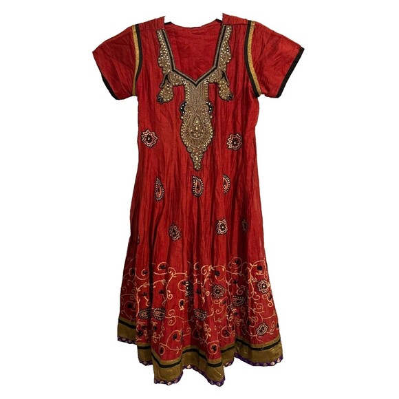 indian pakistani youth girls dress top‎ only 40 embroidered sequins red gold - Picture 1 of 5